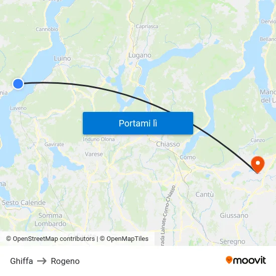 Ghiffa to Rogeno map