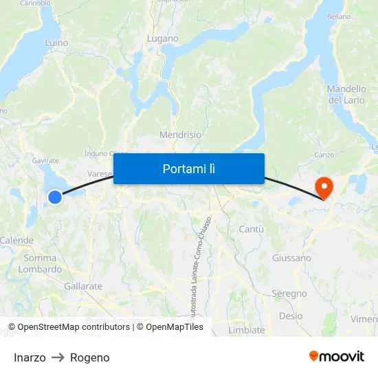 Inarzo to Rogeno map