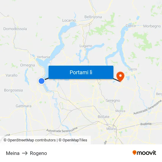 Meina to Rogeno map