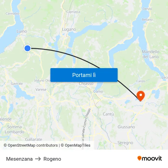 Mesenzana to Rogeno map