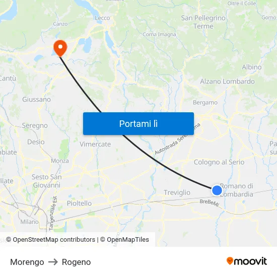 Morengo to Rogeno map