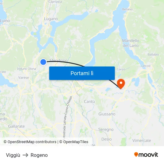 Viggiù to Rogeno map