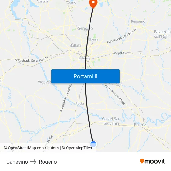 Canevino to Rogeno map