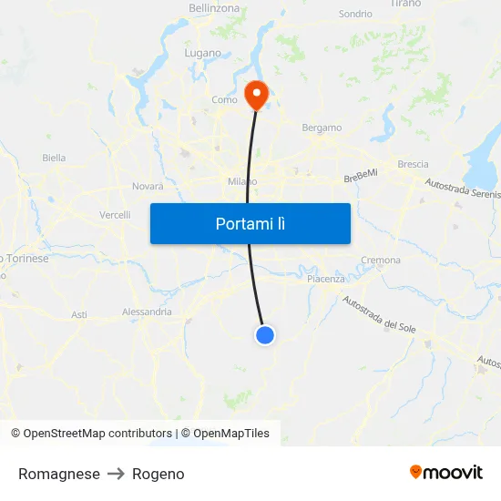 Romagnese to Rogeno map