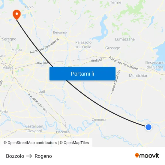 Bozzolo to Rogeno map