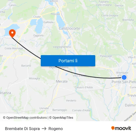 Brembate Di Sopra to Rogeno map
