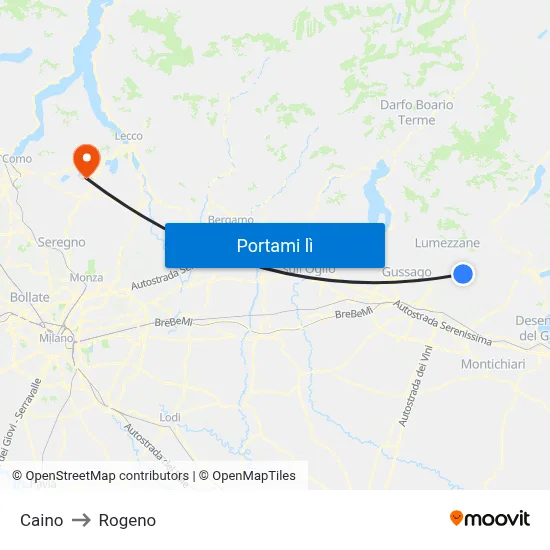 Caino to Rogeno map