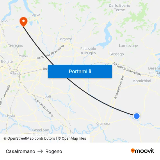 Casalromano to Rogeno map