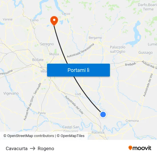 Cavacurta to Rogeno map