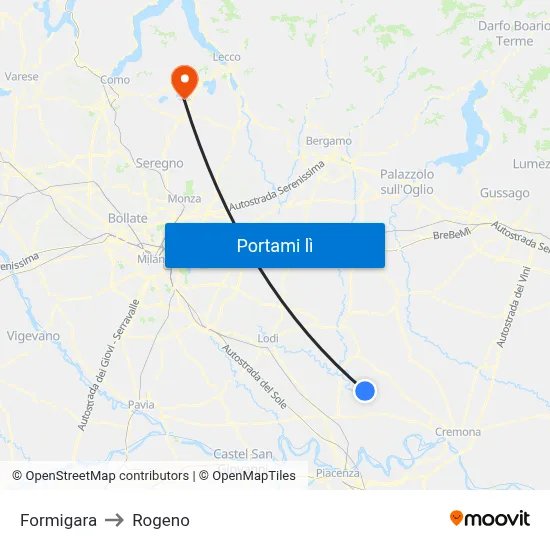 Formigara to Rogeno map