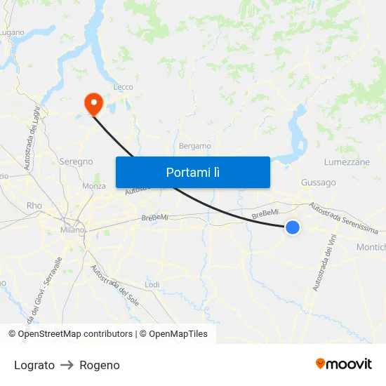 Lograto to Rogeno map