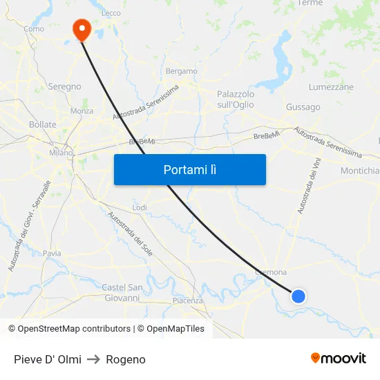 Pieve D' Olmi to Rogeno map