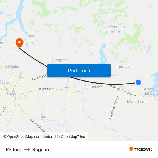 Paitone to Rogeno map