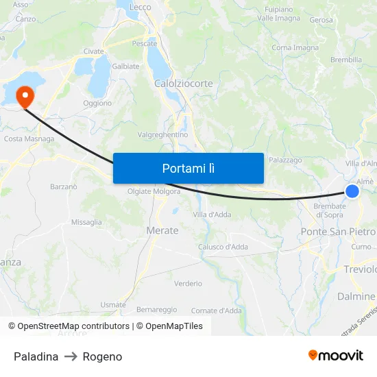 Paladina to Rogeno map