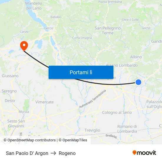 San Paolo D' Argon to Rogeno map