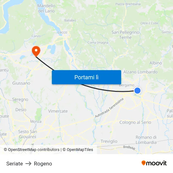 Seriate to Rogeno map