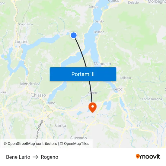 Bene Lario to Rogeno map