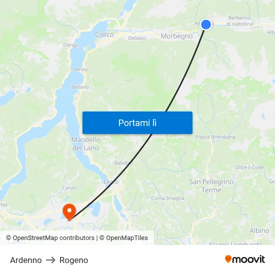 Ardenno to Rogeno map