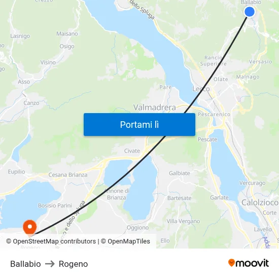 Ballabio to Rogeno map