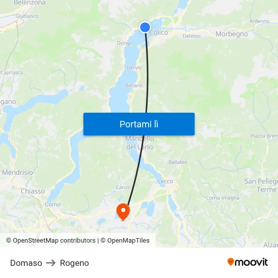 Domaso to Rogeno map