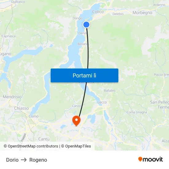 Dorio to Rogeno map