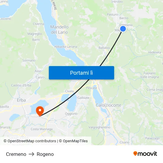 Cremeno to Rogeno map