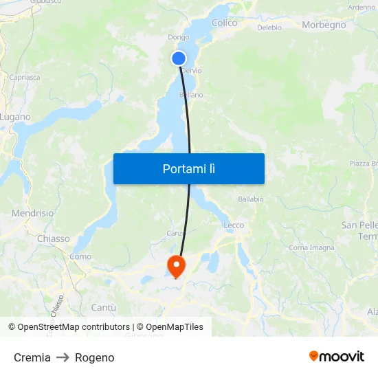 Cremia to Rogeno map