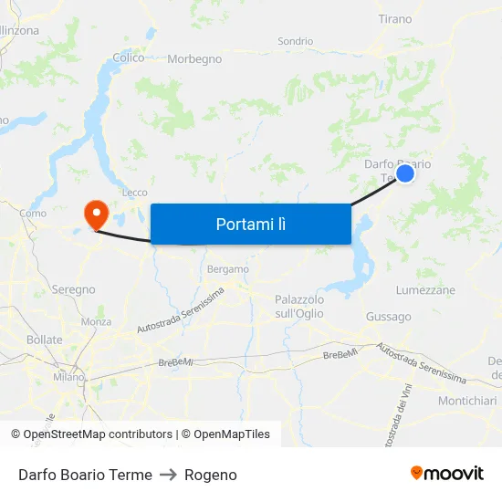 Darfo Boario Terme to Rogeno map
