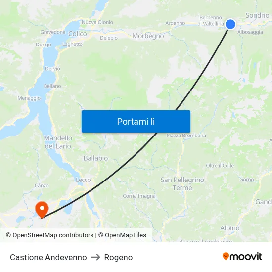 Castione Andevenno to Rogeno map
