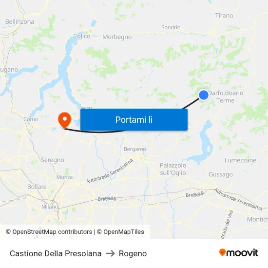 Castione Della Presolana to Rogeno map