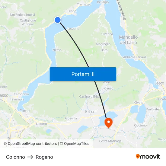 Colonno to Rogeno map