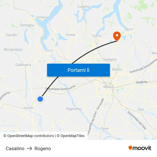 Casalino to Rogeno map