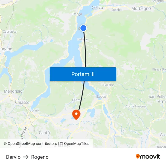 Dervio to Rogeno map