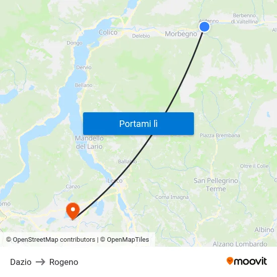 Dazio to Rogeno map