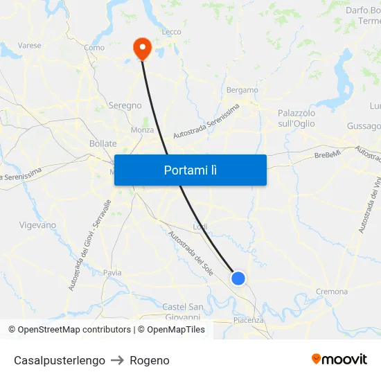 Casalpusterlengo to Rogeno map