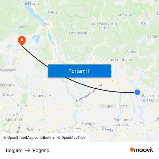 Bolgare to Rogeno map