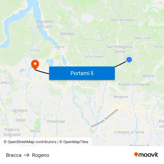 Bracca to Rogeno map