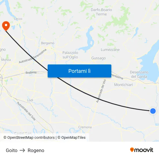 Goito to Rogeno map