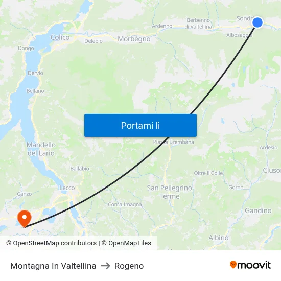 Montagna In Valtellina to Rogeno map