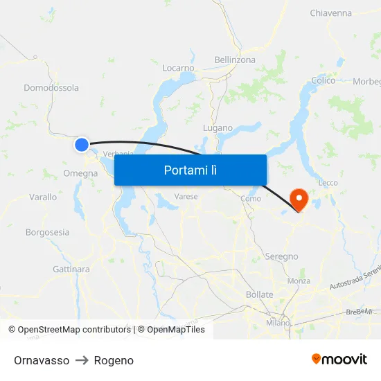 Ornavasso to Rogeno map