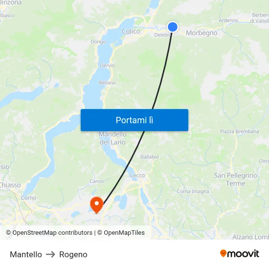 Mantello to Rogeno map