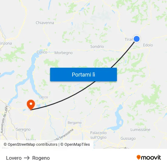 Lovero to Rogeno map