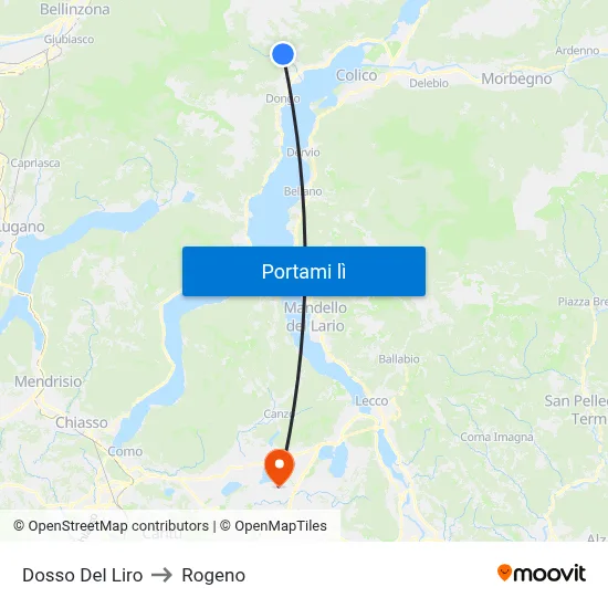 Dosso Del Liro to Rogeno map
