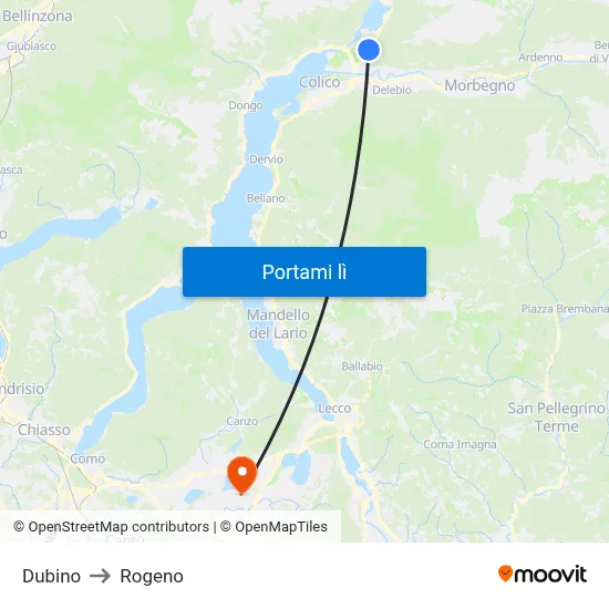 Dubino to Rogeno map
