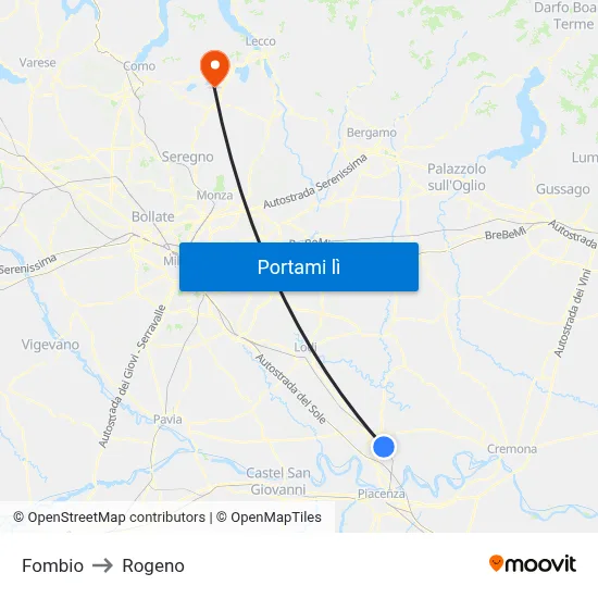 Fombio to Rogeno map