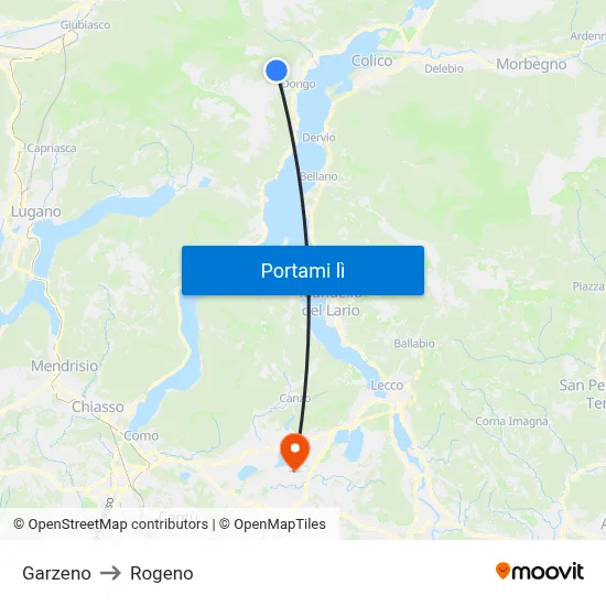 Garzeno to Rogeno map