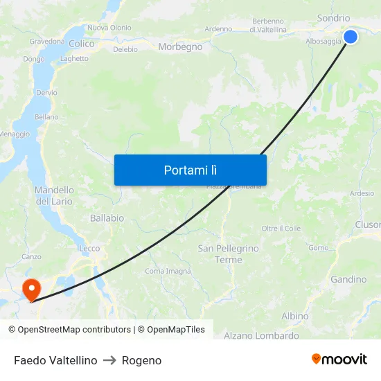 Faedo Valtellino to Rogeno map