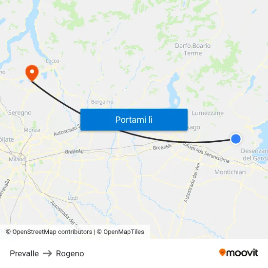 Prevalle to Rogeno map