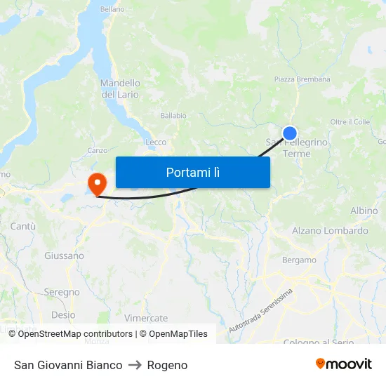 San Giovanni Bianco to Rogeno map