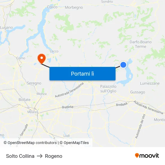 Solto Collina to Rogeno map